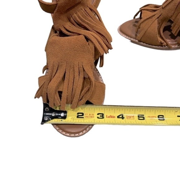 Jeffrey Campbell Western Revival Fringe Dodge Suede Stacked Heel Sandals Size 8 - Picture 14 of 15